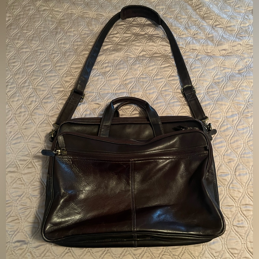 Mori Brown Leather Multi-pocket Briefcase made in Columbia High Quality - Picture 2 of 9